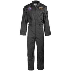 Mil-Tec US Flight Coverall w/ Patches Mens Aircrew Flightsuit Airforce Black Nwt